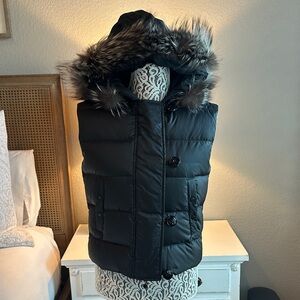 Carlisle Black Puffer Vest with Fur Hoodie